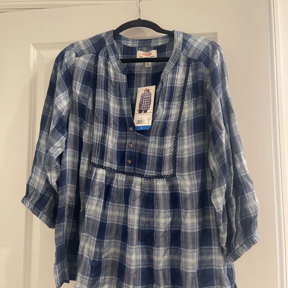 Wrangler Blue Plaid Blouse